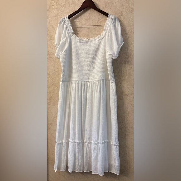 MPH Collection White Tiered Smocked Dress #8915 - Picture 1 of 5